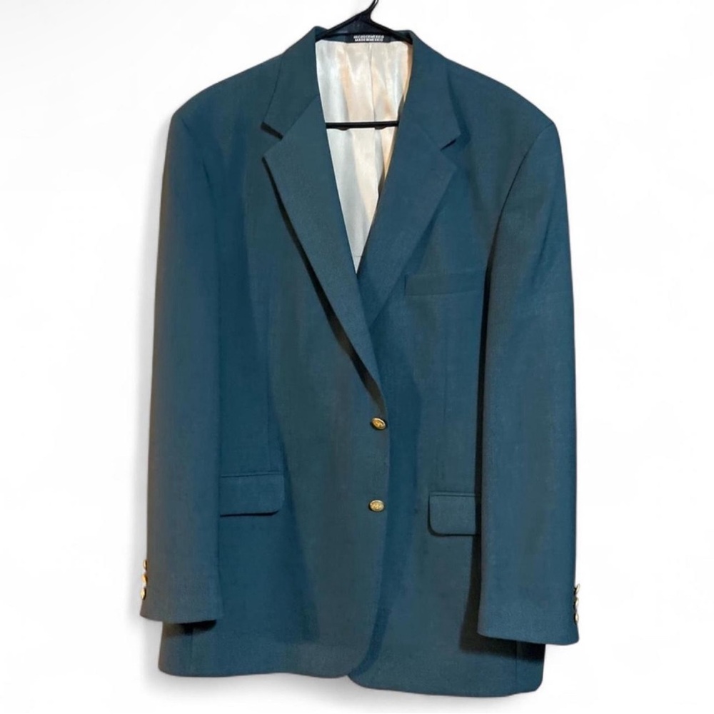 Stafford Men’s Classic Green Blazer Gold Buttons (Size 46 Long)